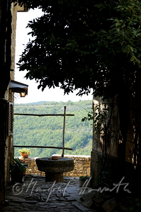 stone table on a terrace