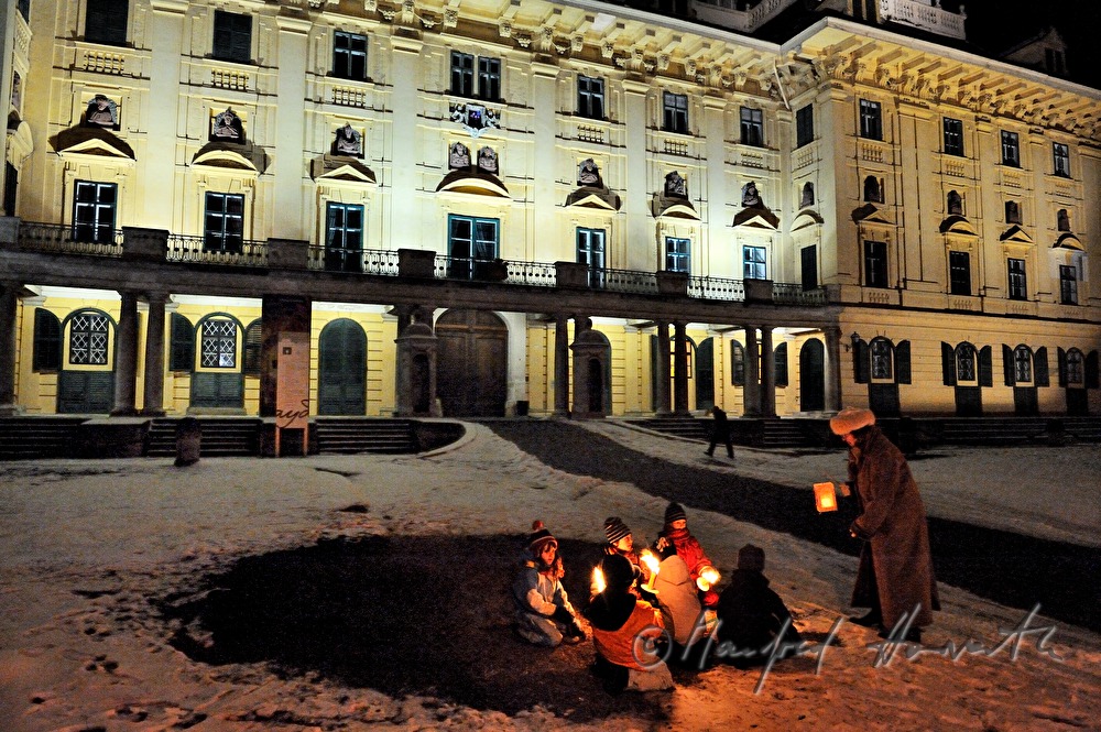children with torches at the 