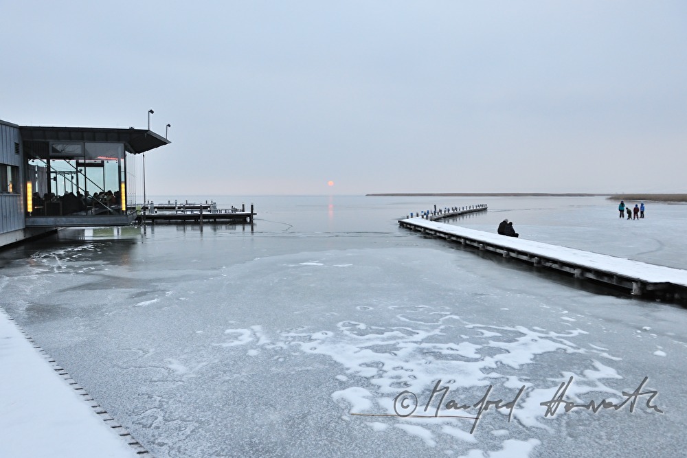 Mole West, and sunset on icecovered lake