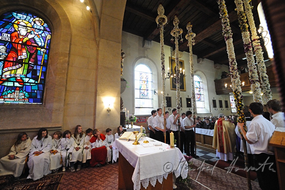 Corpus Christi celebration with floral decoration