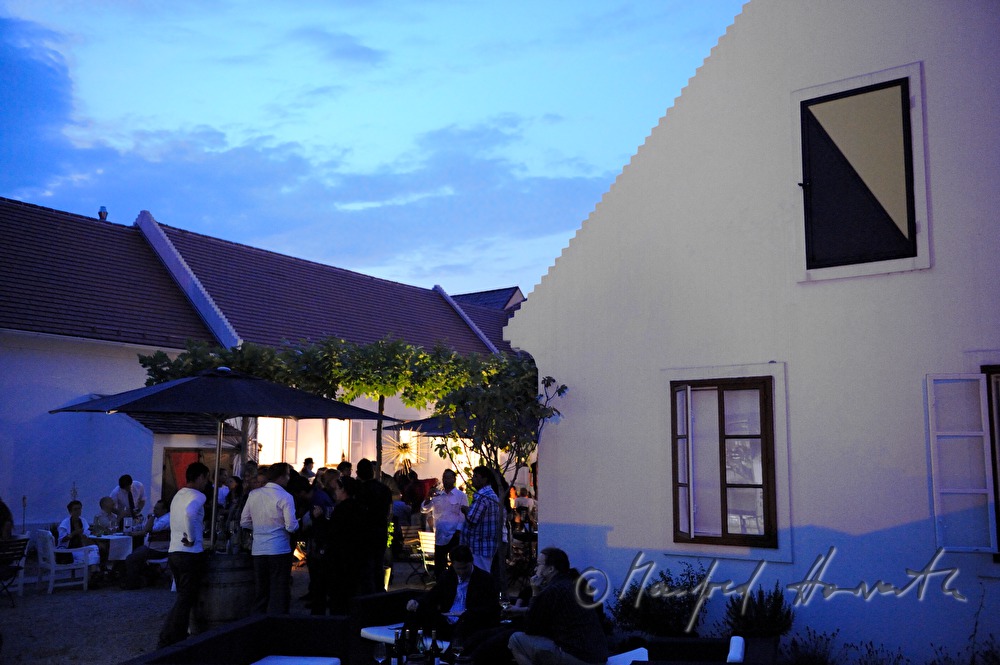 courtyard dining with Max Stiegl at Gut Purbach