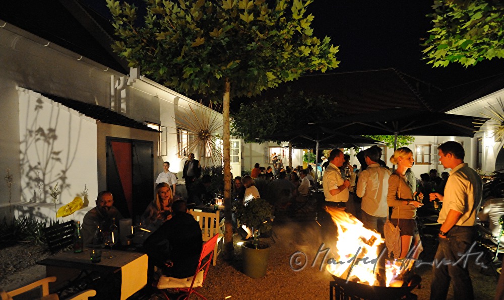 courtyard dining with Max Stiegl at Gut Purbach