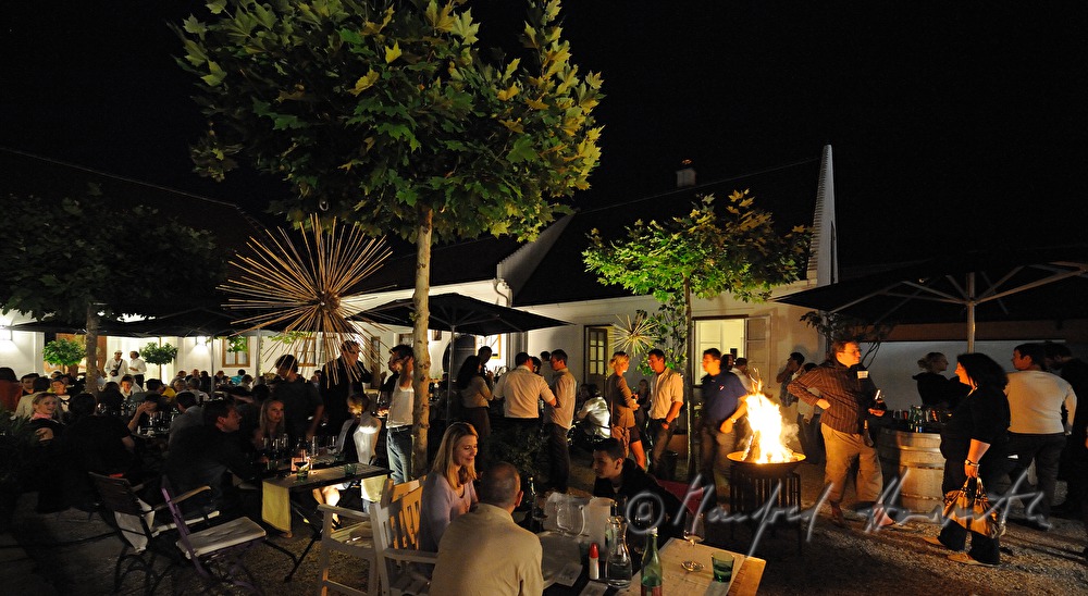 courtyard dining with Max Stiegl at Gut Purbach