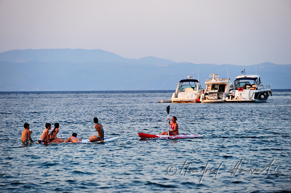 water sports and bathing on the beach