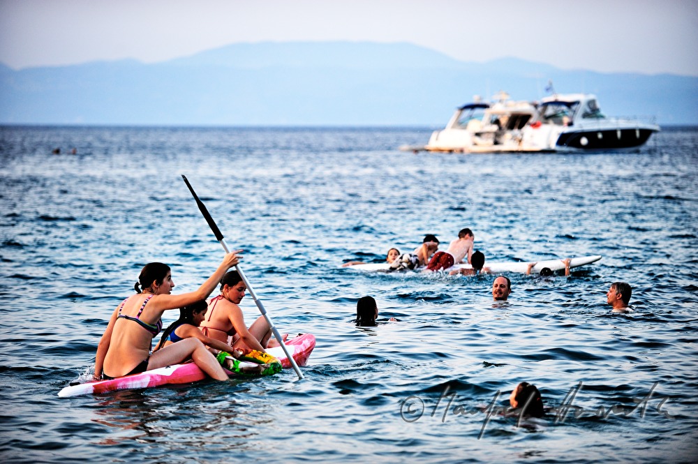 water sports and bathing on the beach