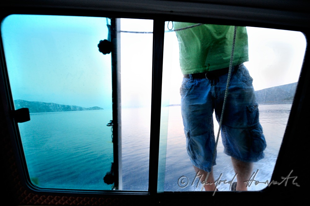 window of the ferryboat Alogoporos-Volos
