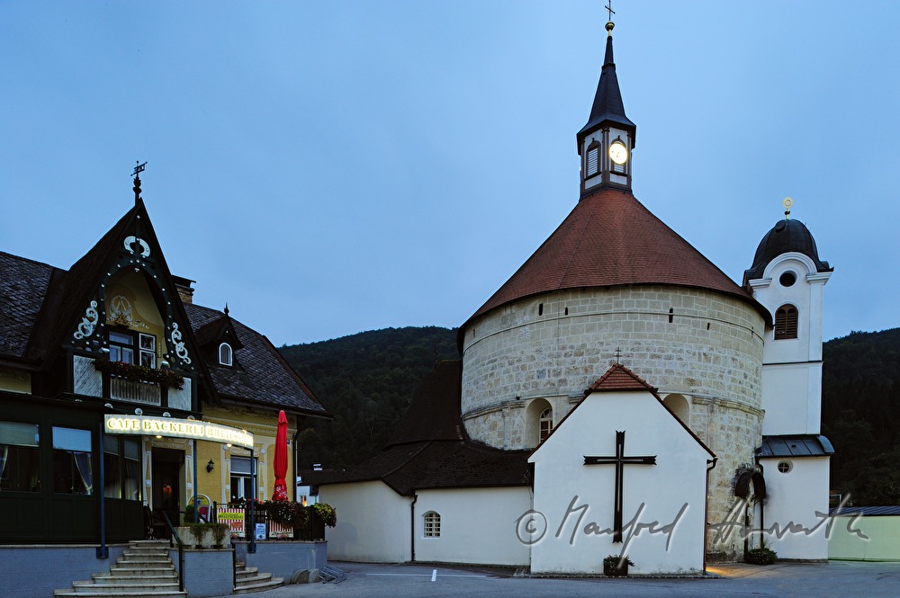 fortified church in the center of the village
