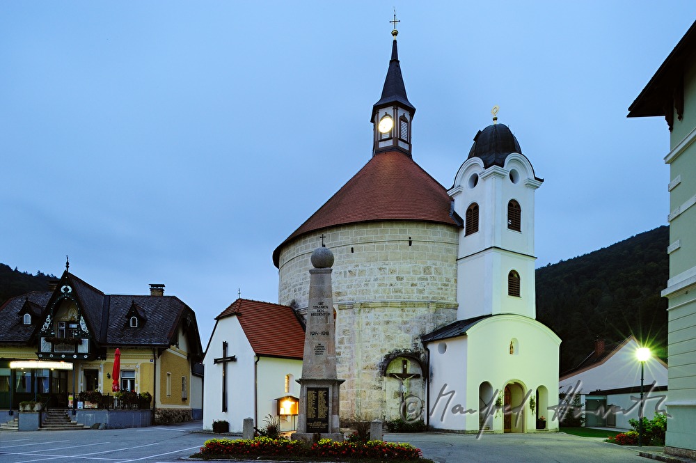 fortified church in the center of the village