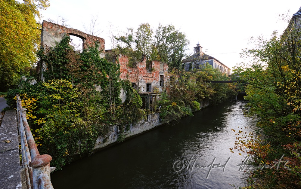 Fischa-Canal through the historic paper mill