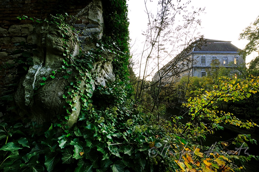 overgrown Sphinx in the garden of the historic paper mill