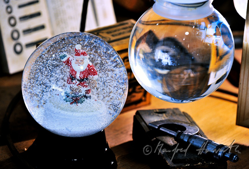 snowman-snow globe and a glass bulb