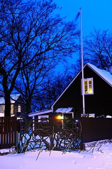 private house with inventive fence