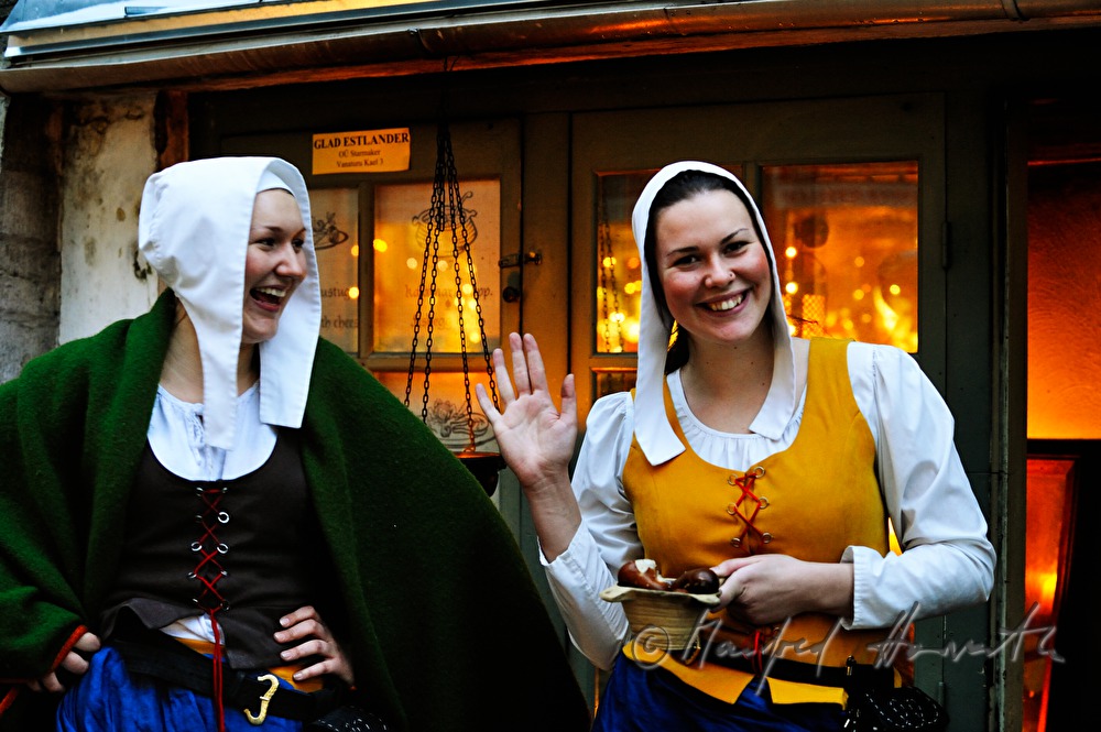 waitresses in front of a restaurant