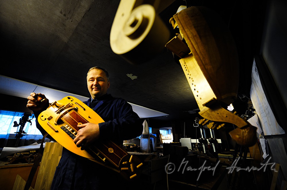 Toomas Marga making hurdy gurdys