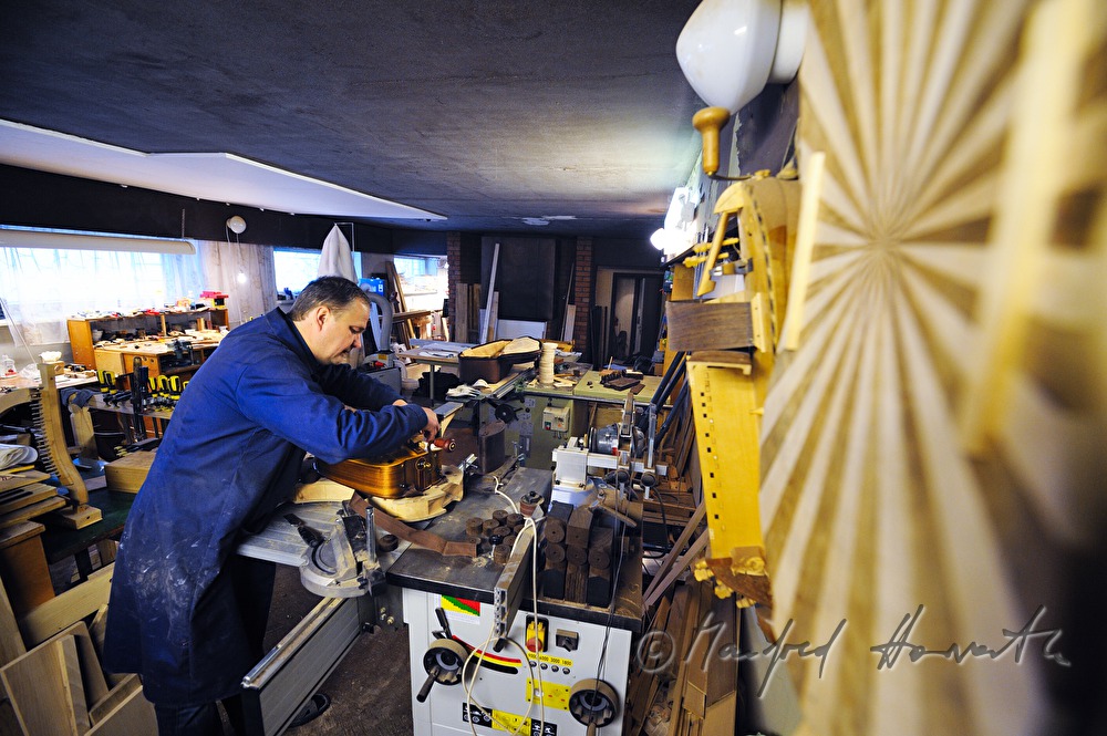 Toomas Marga making hurdy gurdys