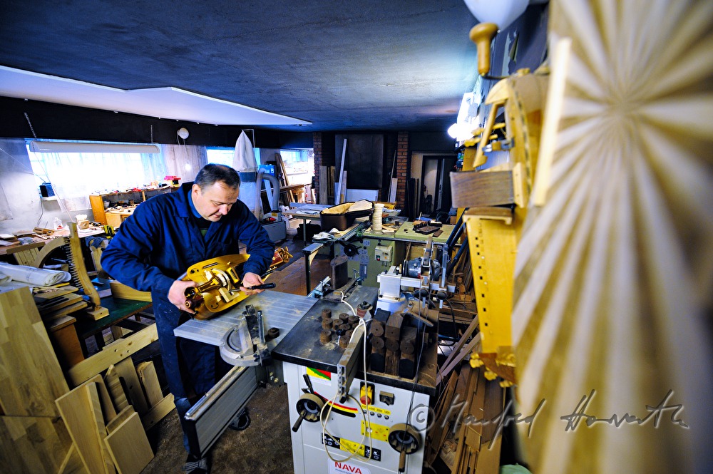 Toomas Marga making hurdy gurdys