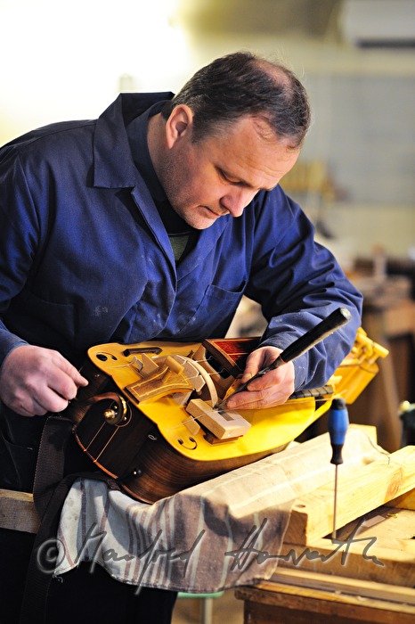 Toomas Marga making hurdy gurdys