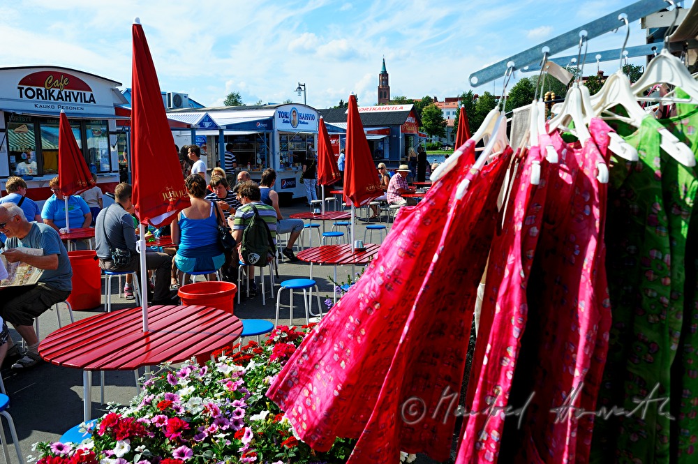 clothes hanger and pub at the weekly market