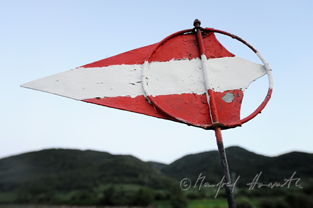 banner made of metal at the flying bridge
