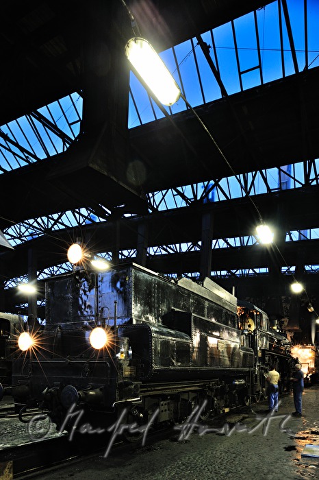 steam locomotive kkStB 310 in the heating house