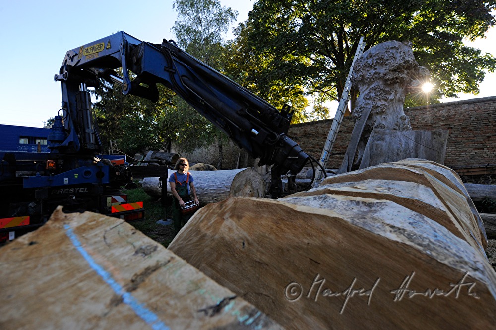 sculpturer Johann Feilacher at work