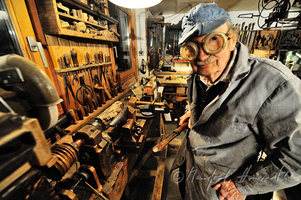 ship scale model maker Kurt Schaefer turns wood