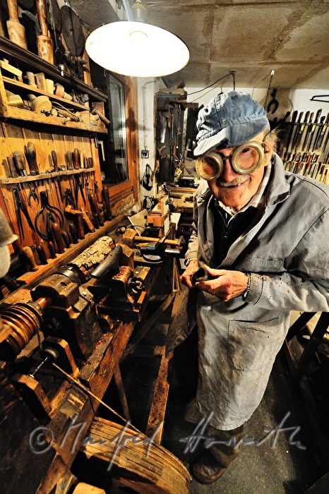 ship scale model maker Kurt Schaefer turns wood