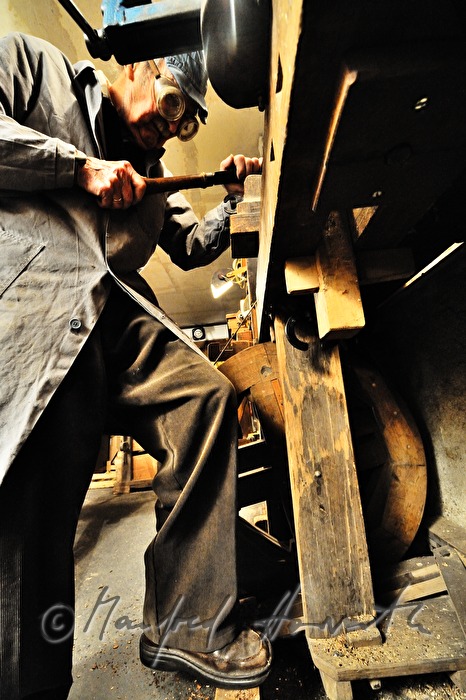 ship scale model maker Kurt Schaefer turns wood