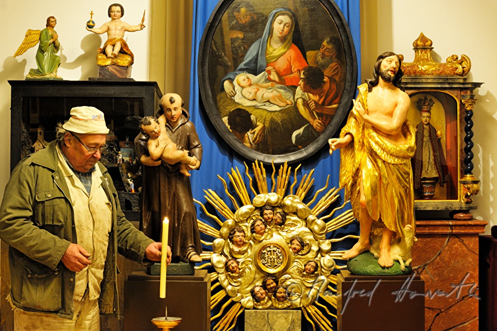 Josef Geisler in his museum for ecclesiastical art