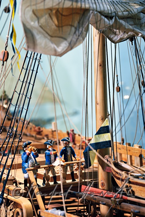 detail of the ship scale model Maria Theresia
