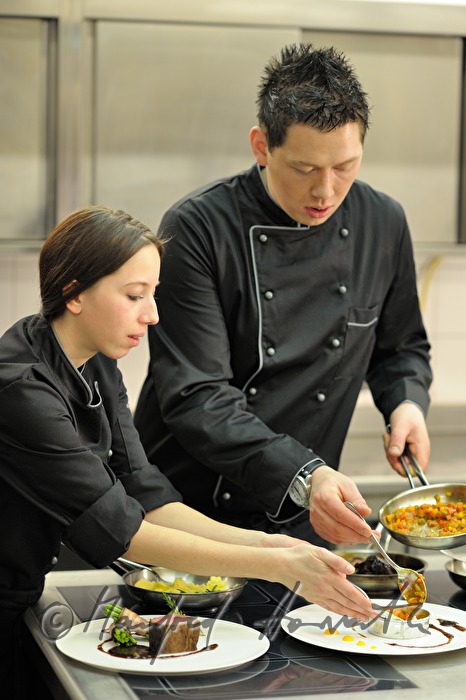 chefs preparing beef