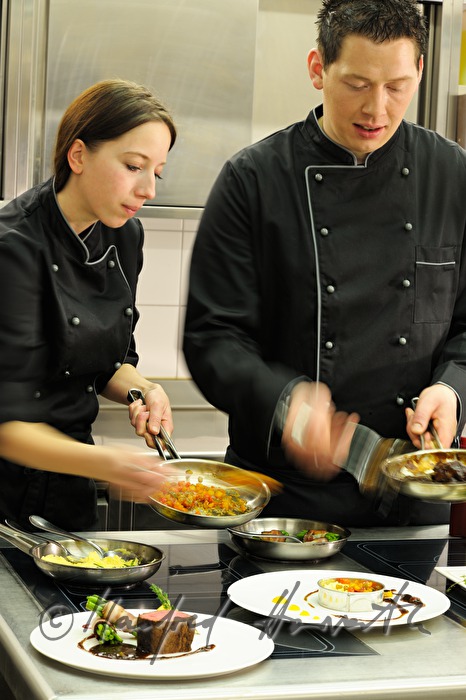 chefs preparing beef