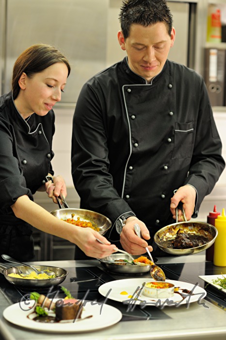 chefs preparing beef