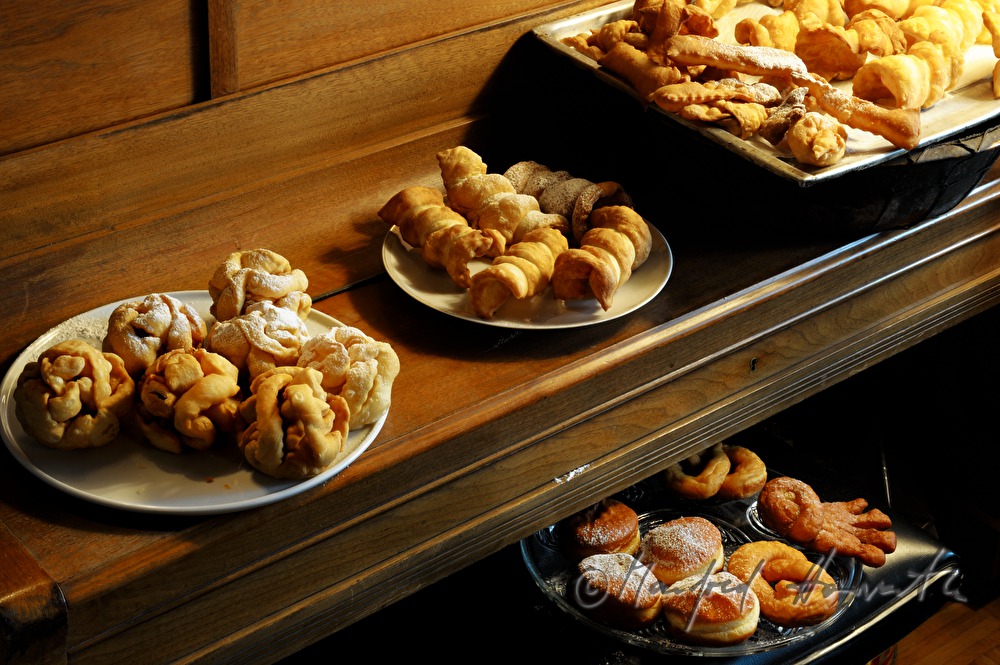 different cakes stored on the piano