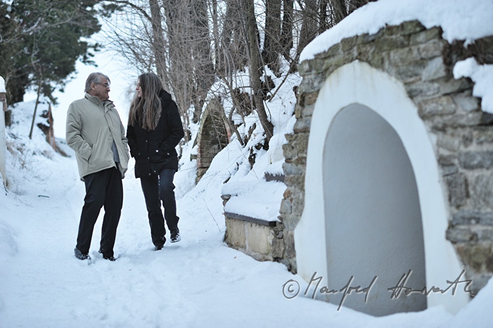 Peter Turrini and Silke Hassler have a walk