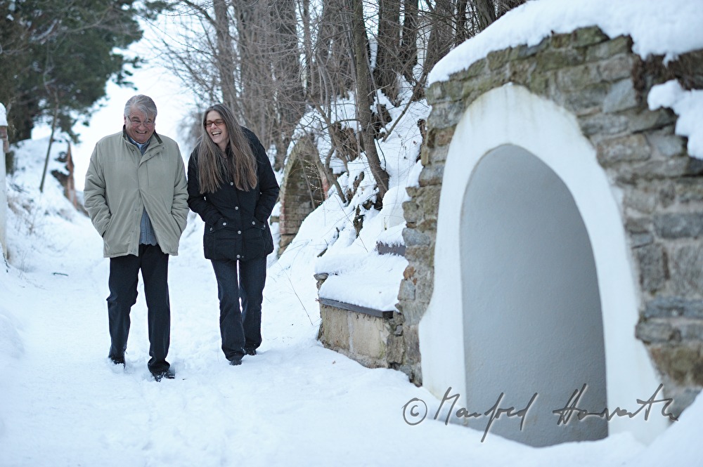 Peter Turrini and Silke Hassler have a walk