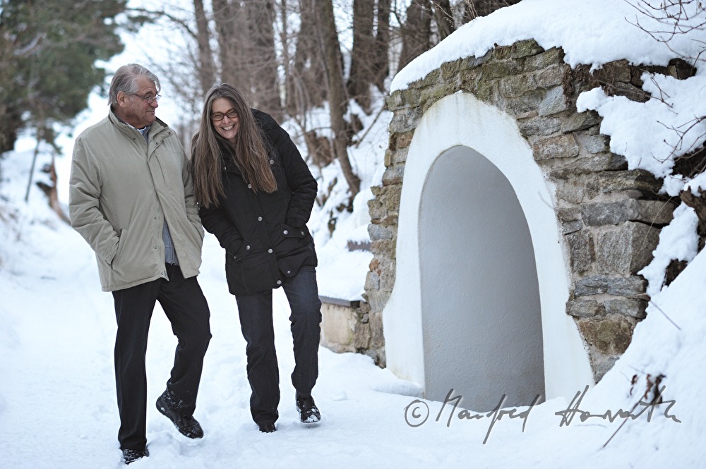Peter Turrini and Silke Hassler have a walk