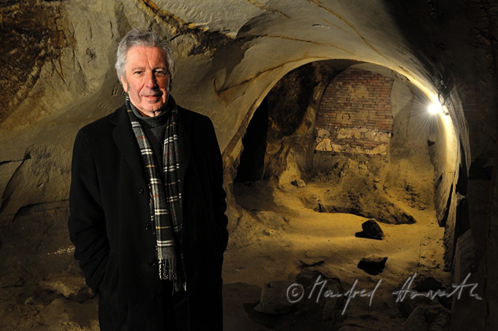 Alfred Komarek in his wine cellar
