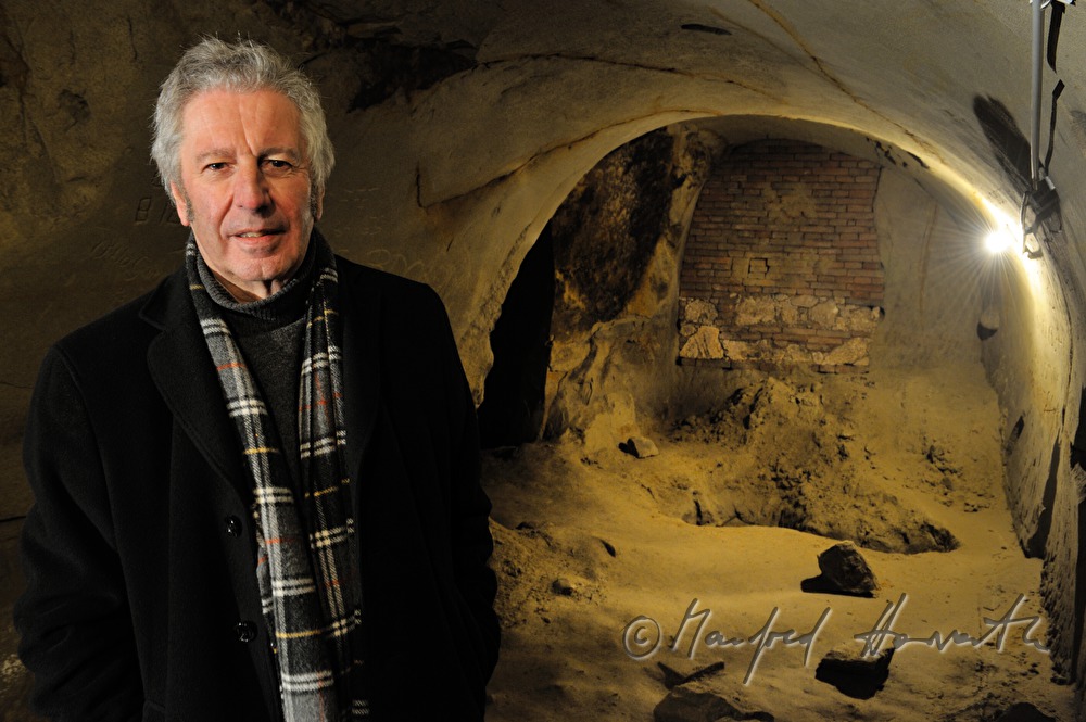 Alfred Komarek in his wine cellar