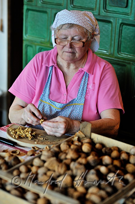 cracking open nuts with a hammer