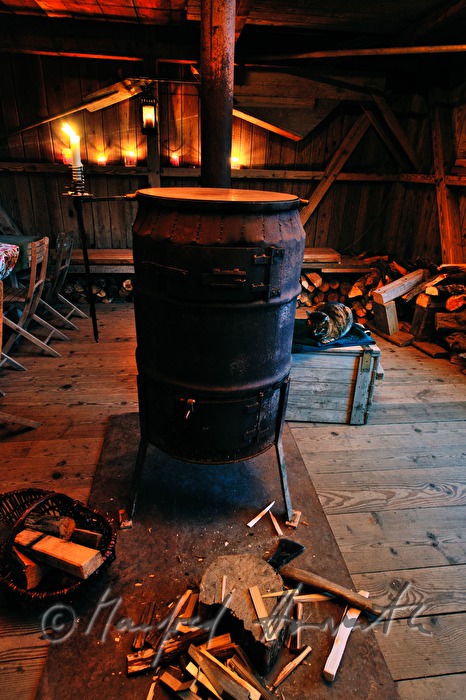 potbelly stove in the living room of the ship mill