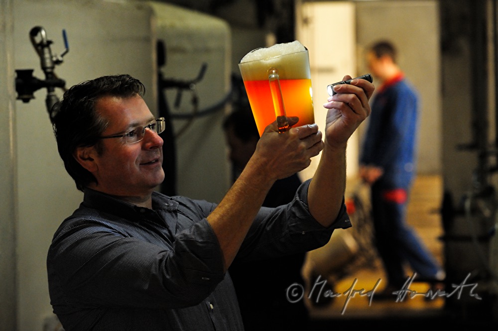 master brewer controlling the quality of beer