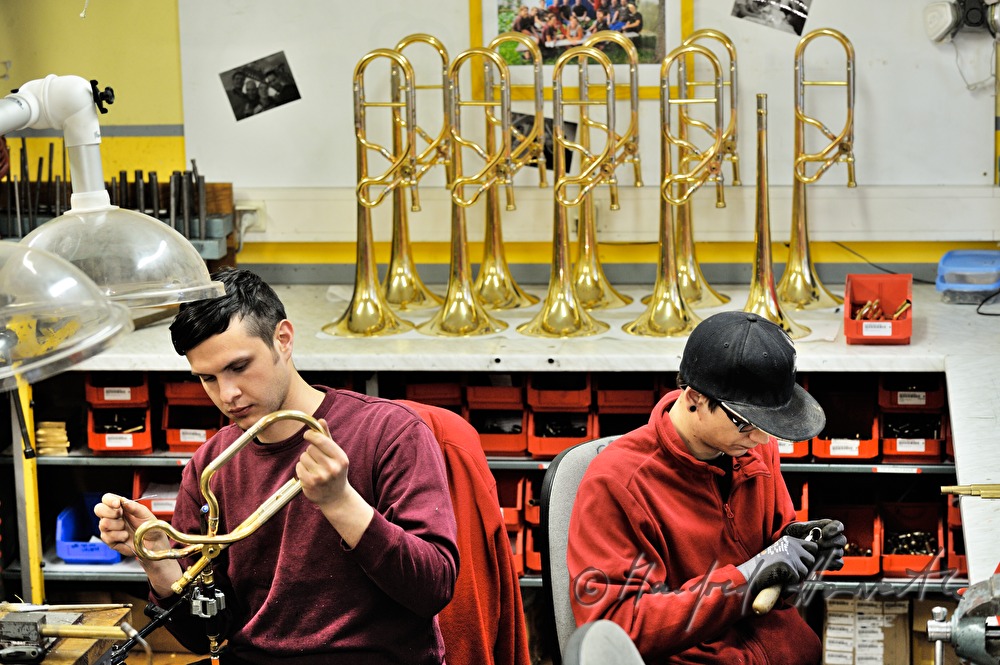 soldering operating elements to a trumpet