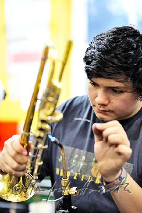 soldering operating elements to a trumpet
