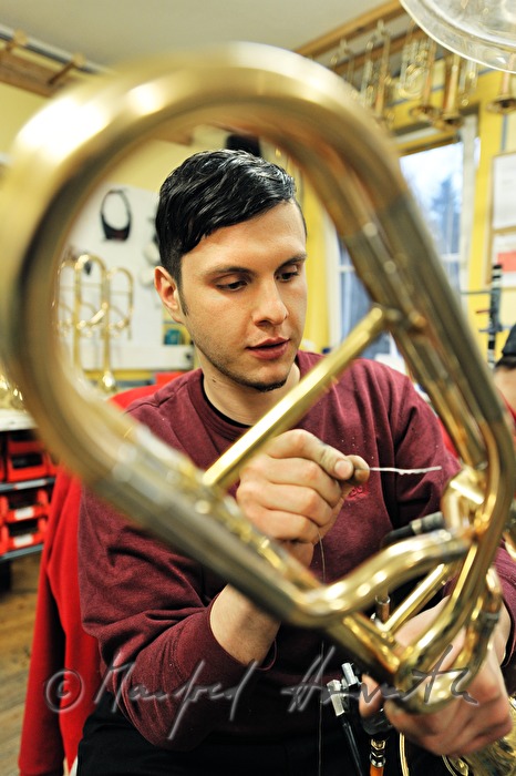 soldering operating elements to a trumpet