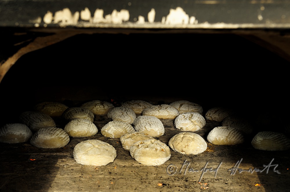 sour dough breads in the oven