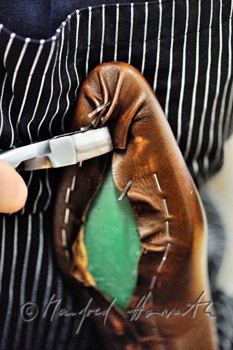 making of custom shoes of one piece of leather