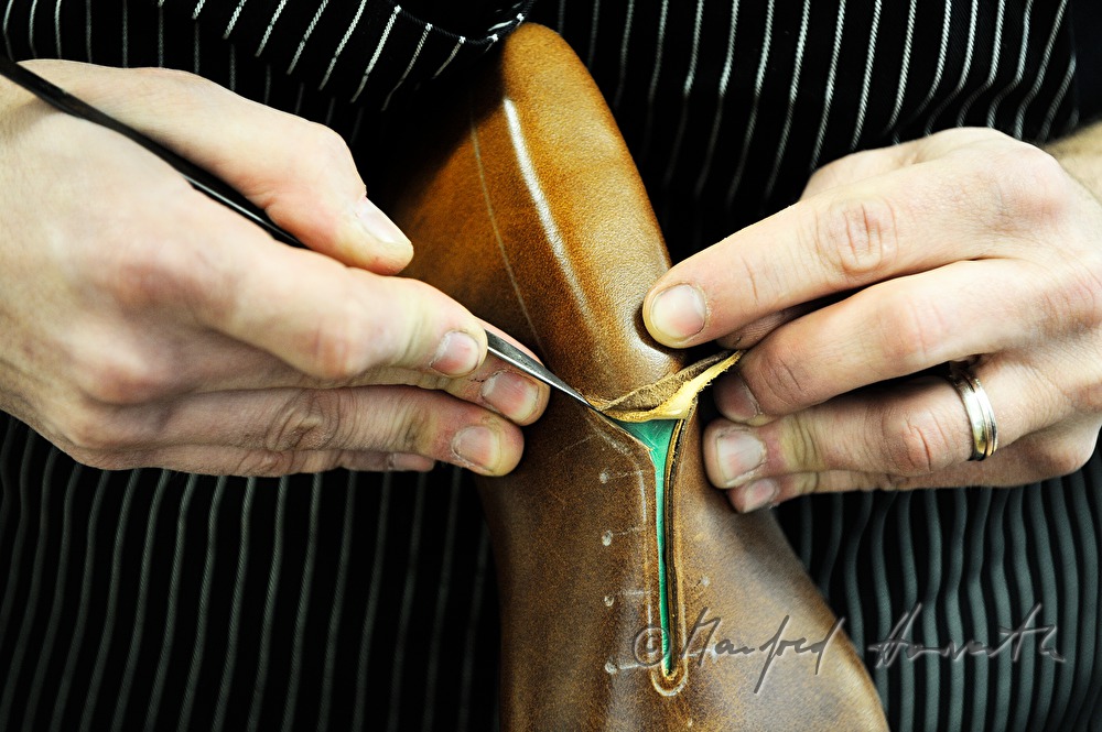 making of custom shoes of one piece of leather