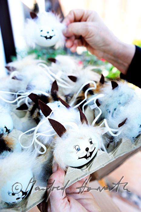 handmade easter eggs with fur