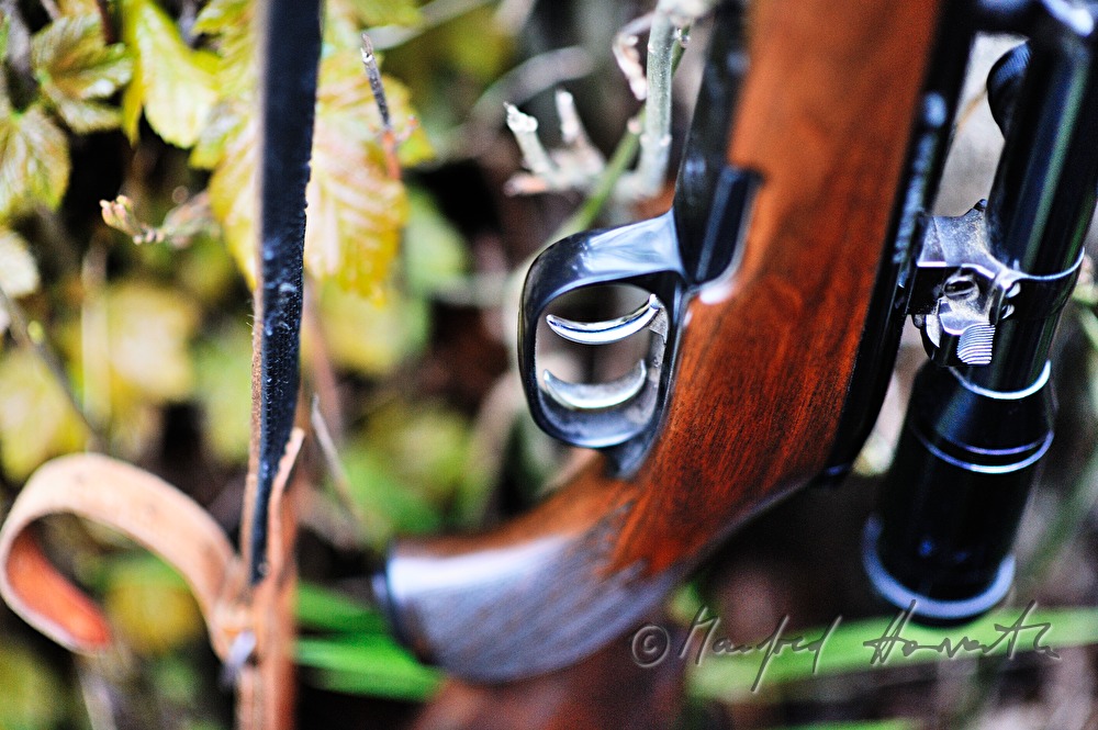 detail of a long rifle at the deer hunt